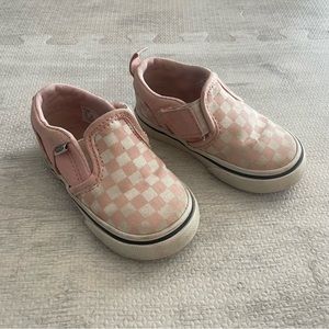 Vans Pink and White Checkered Slip On Shoes. Size 5